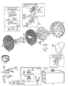Fuel Tank,flywheel,screens Diagram and Parts List for 402451-0691-XX  Briggs and Stratton Engine